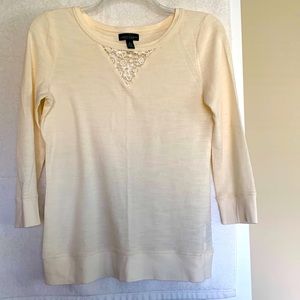 NWOT Lauren Ralph Jean top. Cream colored with lace decoration.